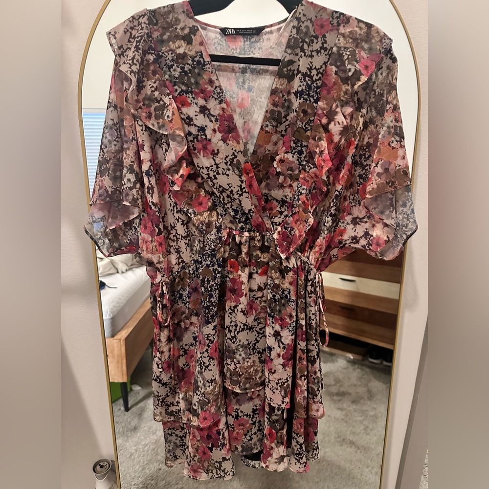 ZARA Multicolor Floral Ruffle Dress – Size S - Picture 5 of 6